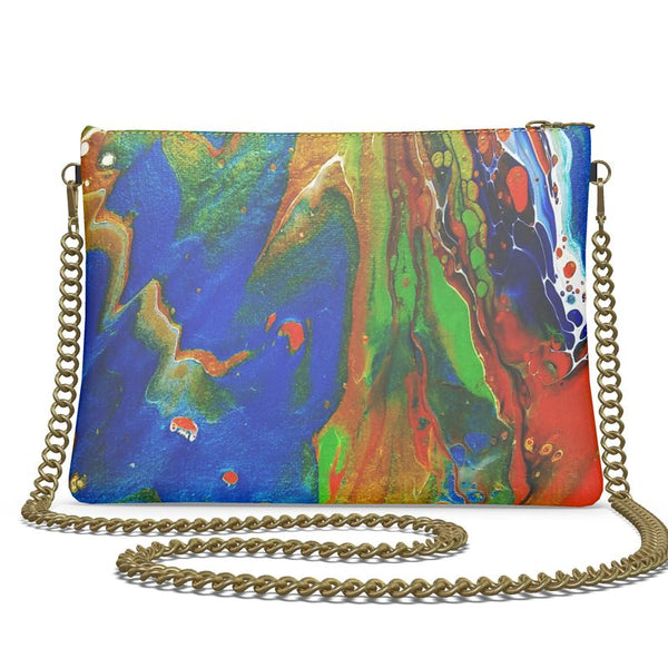 Sand and Blue Water Crossbody Bag With Chain