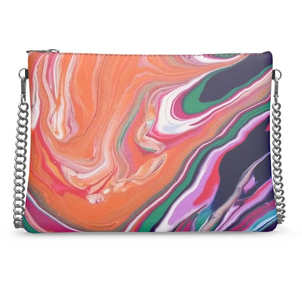 Orange Swirl Crossbody Bag With Chain