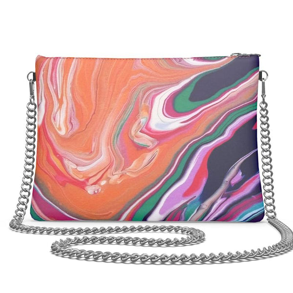 Orange Swirl Crossbody Bag With Chain