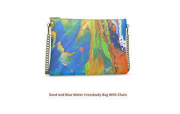 Multi-colored blue crossbody bag with chain