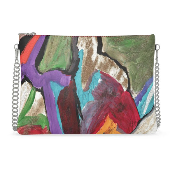 Gold and Purple Crossbody Bag With Chain