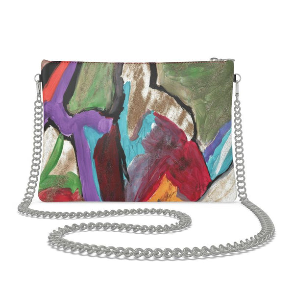 Gold and Purple Crossbody Bag With Chain
