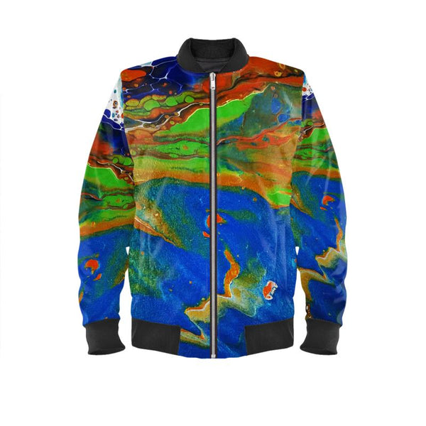 Sand and Blue Water Ladies Bomber Jacket