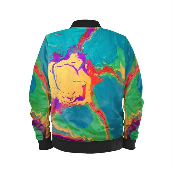 Golden Sun with Rays Ladies Bomber Jacket