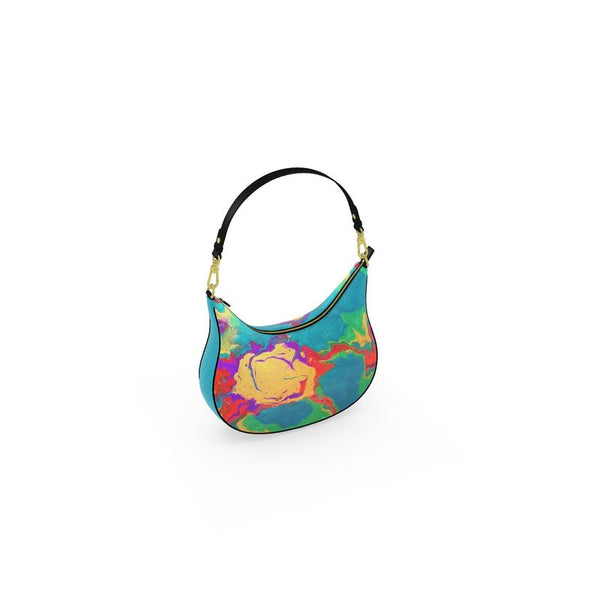 Golden Sun with Rays Curve Hobo Bag