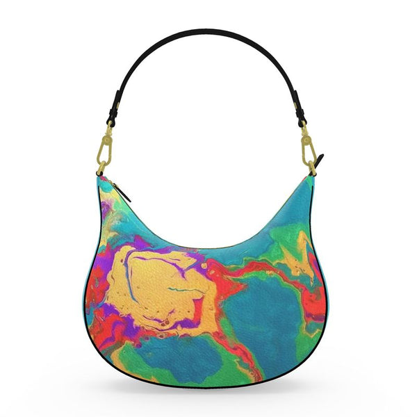 Golden Sun with Rays Curve Hobo Bag