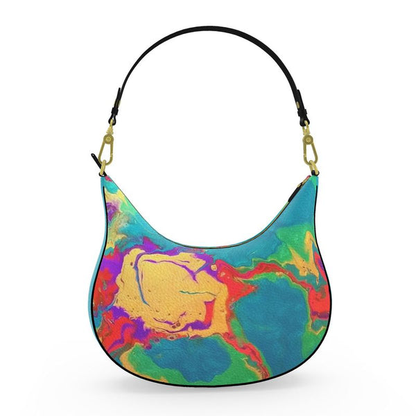 Golden Sun with Rays Curve Hobo Bag